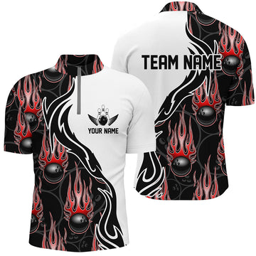 Personalised Red Flame Bowling Shirts for Men and Women I5007
