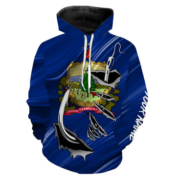 Vermont Fishing Flag 3D Fish hook Custom All over print Hoodie Fishing Shirts fishing apparel - HPW364