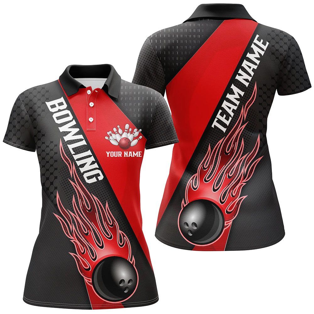Red Flame Women's Bowling Team Shirts I6183