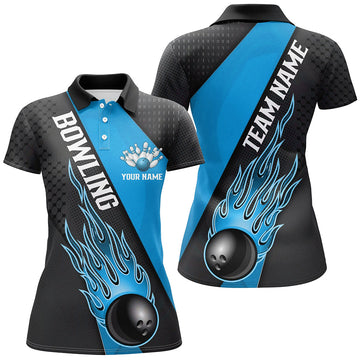Women's Blue Flame Bowling Team Shirts I6184