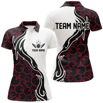 Red Flame Bowling Polo Shirt for Women I5311