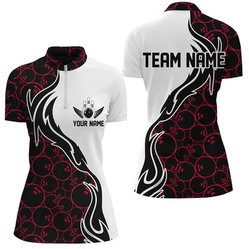 Red Flame Bowling Women's Quarter Zip Shirt I5311