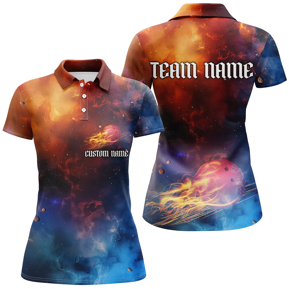 Women's Galaxy Flame Bowling Team Shirts I6191