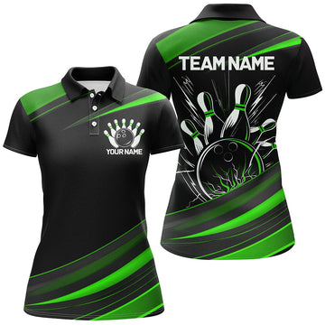 Black & Green Custom Ladies Bowling Shirts I7266