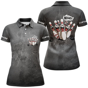 Funny Vintage Bowling Shirt for Women - Angry Pins Design I6696