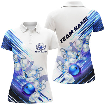 Women's Blue Custom Team Bowling Shirts I5151