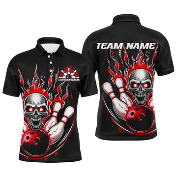 Custom Multi-Colour Flame Skull Bowling Shirts for Men & Women I6555
