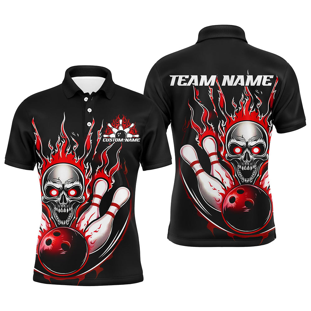 Custom Multi-Colour Flame Skull Bowling Shirts for Men & Women I6555