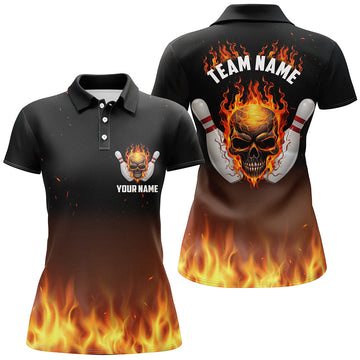 Women's Flame Skull Bowling Shirts I5159