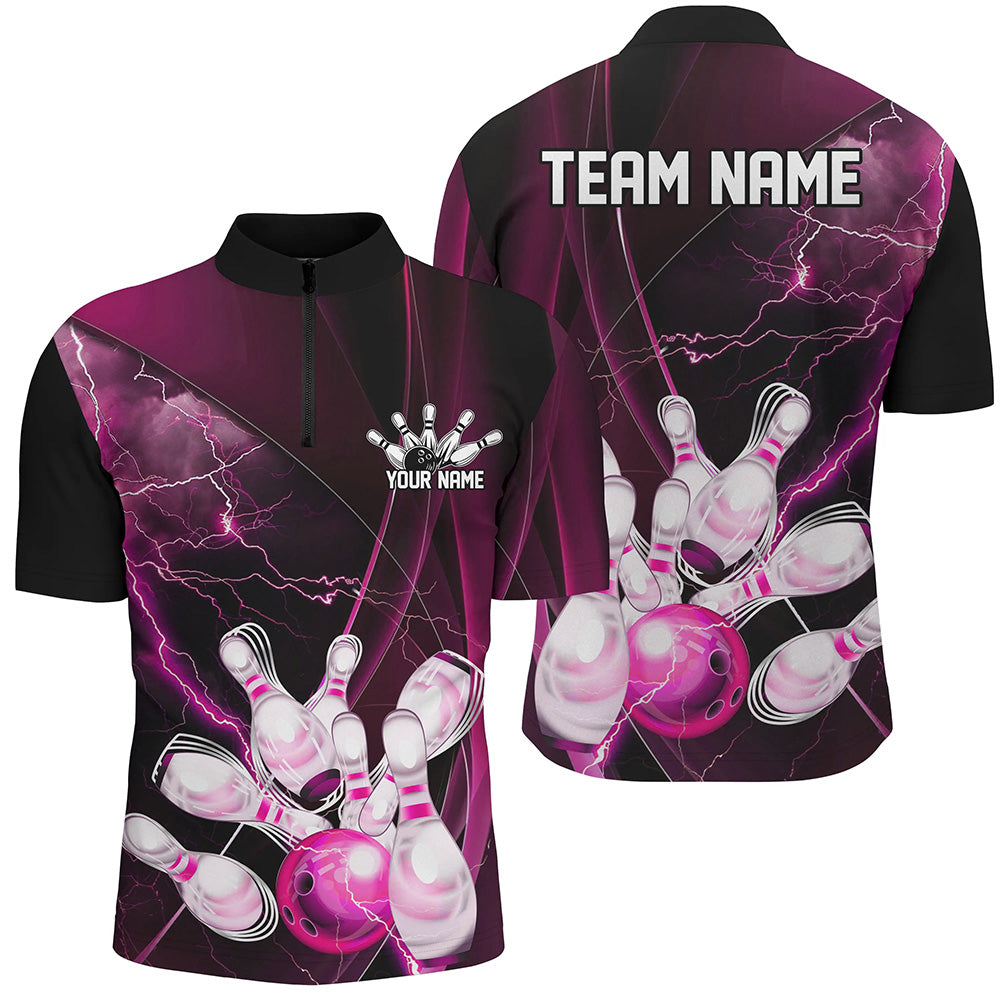 Pink Thunder Custom Bowling Shirt for Men I7295