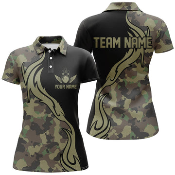 Military Green Camo Ladies Bowling Team Shirts I5515