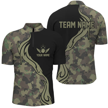 Men's Custom Military Green Camo Bowling Team Shirts I5515