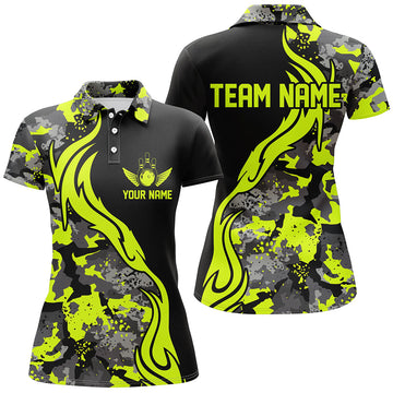 Women's Green Camo Custom Bowling Team Shirts I5516