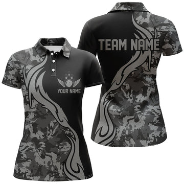 Women's Grey Camo Bowling Shirts - Custom Team Jerseys I5520