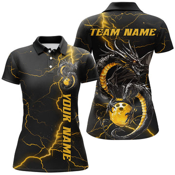 Women's Black & Gold Dragon Bowling Shirts I7309