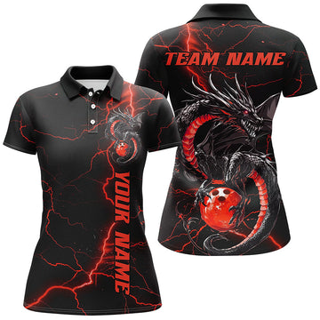 Women's Black & Red Dragon Bowling Shirts I7310