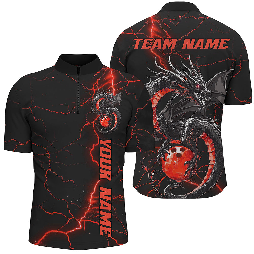 Men's Black & Red Dragon Bowling Shirts I7310