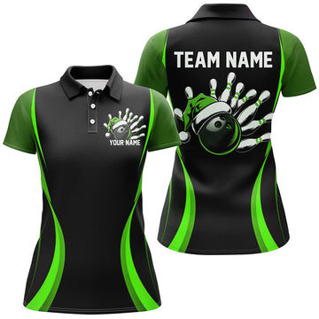 Custom Christmas Ladies Bowling Shirt - Green I7326