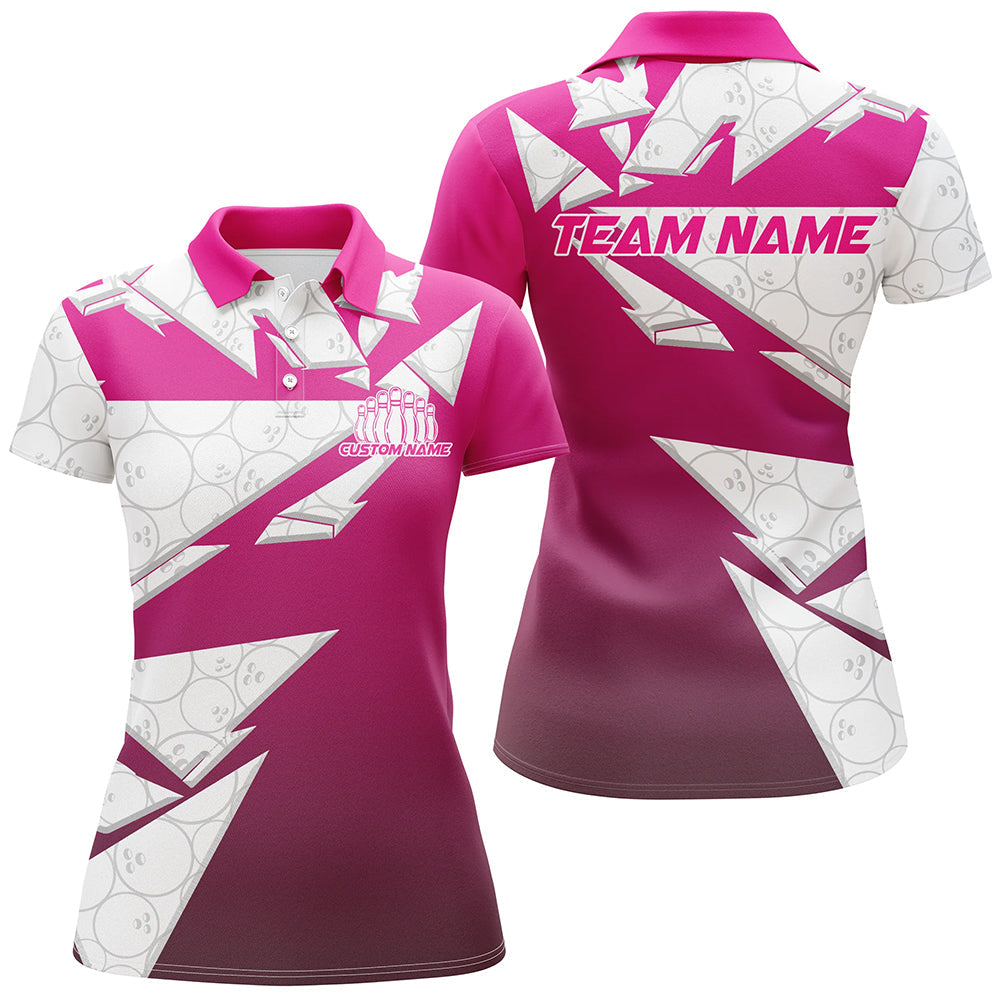 Women's Pink Bowling Team Shirts with Ball Pattern I6270