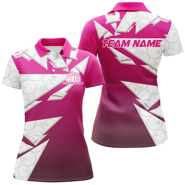 Women's Pink Bowling Team Shirts with Ball Pattern I6270