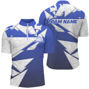 Custom Blue Bowling Shirts for Men & Women - Bowling Ball Pattern I6271