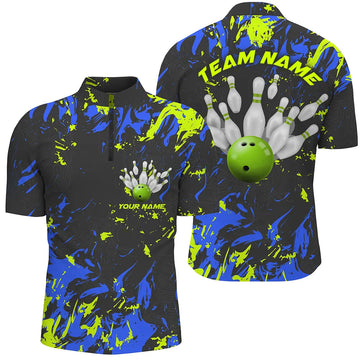 Men's Custom Bowling Jerseys - Personalised Team Shirts with Bowling Pin & Ball I5183