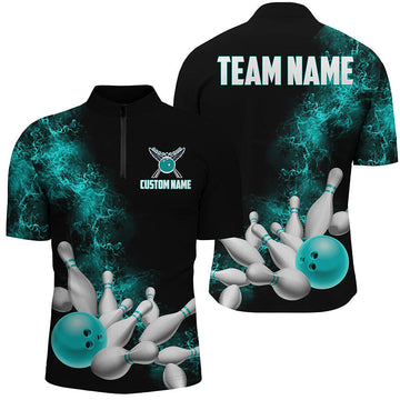 Custom Name Unisex Bowling Team Shirts - Ball Blue I6013
