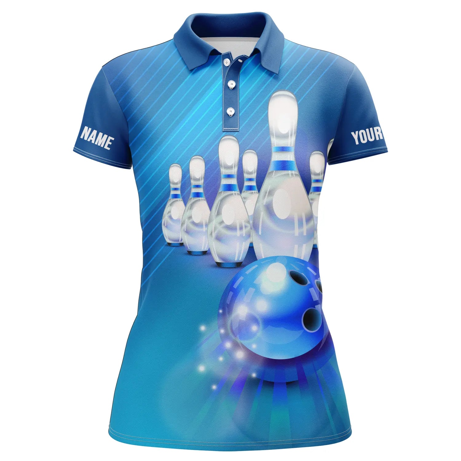 Women's Custom Blue Bowling Shirts I4176