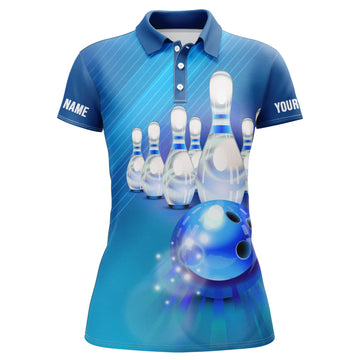 Women's Custom Blue Bowling Shirts I4176