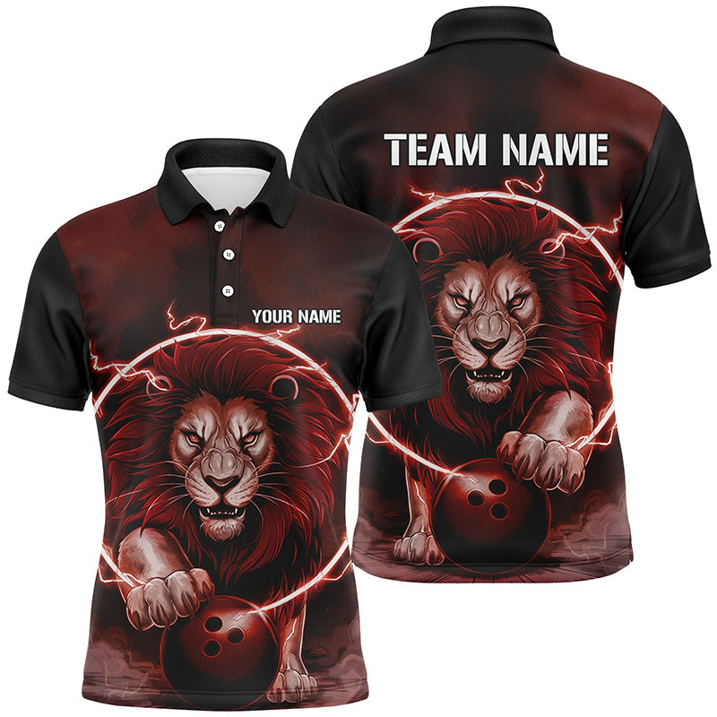 Personalised Red Lion Bowling Polo Shirt for Men I6773