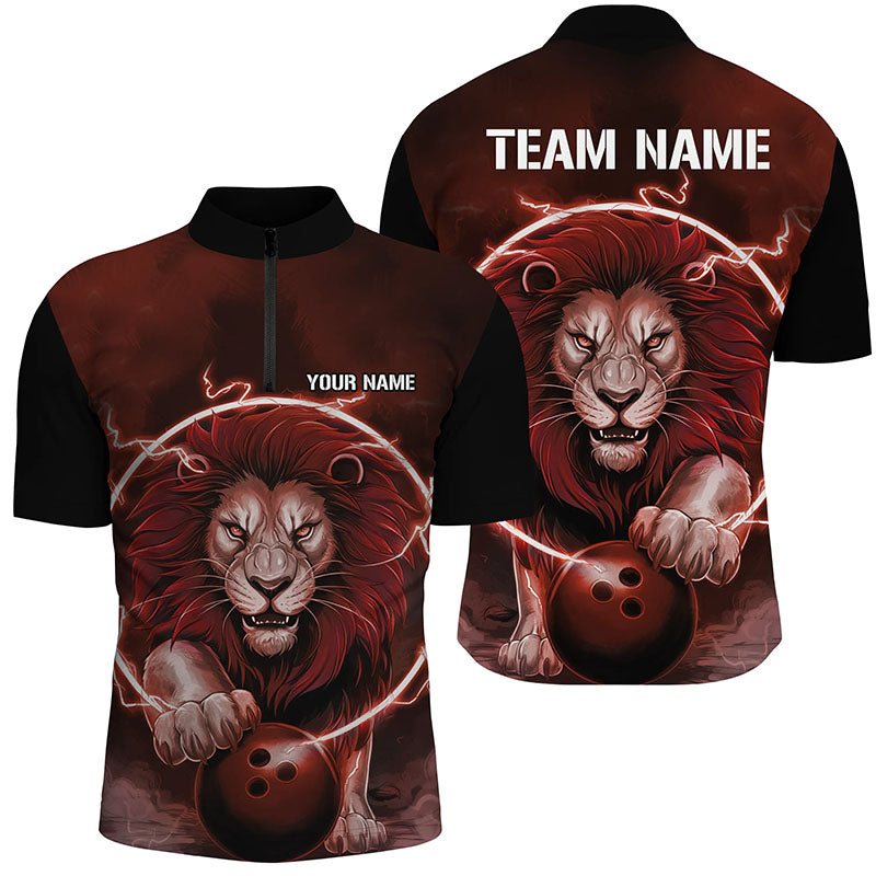 Men's Custom Red Bowling Quarter Zip Shirt I6773