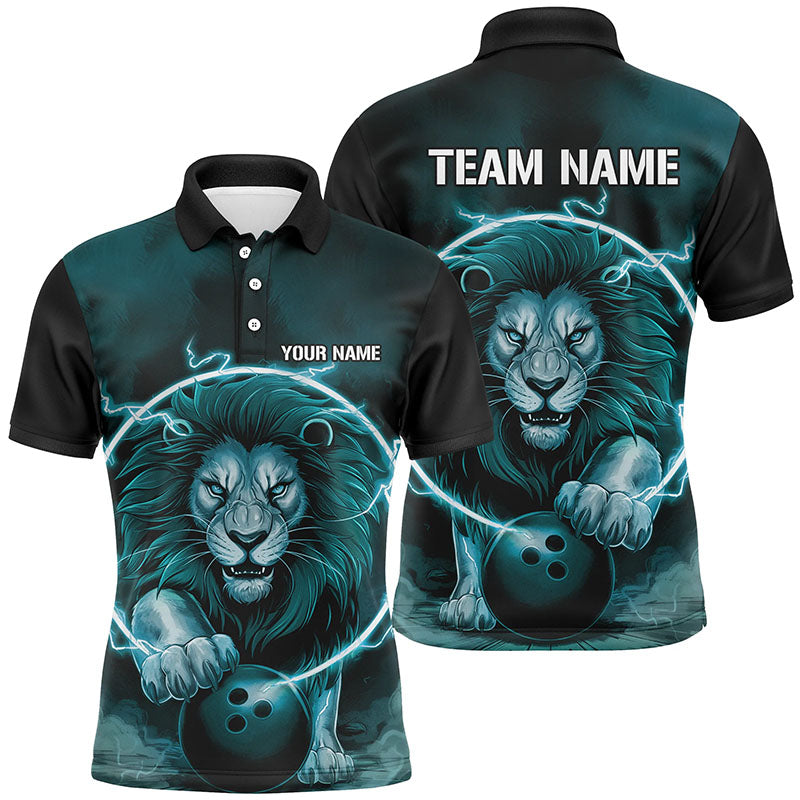 Men's Custom Blue Bowling Polo Shirt I6774