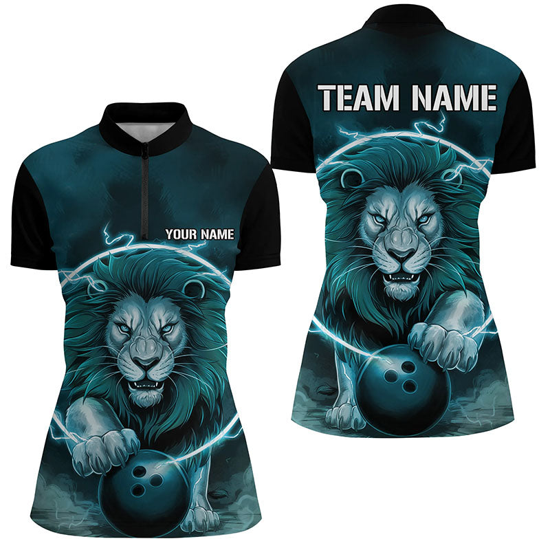 Women's Blue Lion Bowling Quarter Zip Shirt I6774