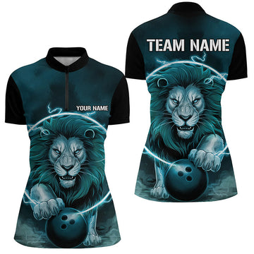 Women's Blue Lion Bowling Quarter Zip Shirt I6774
