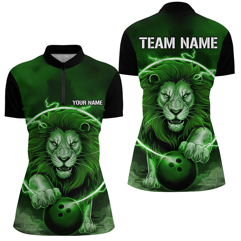 Women's Green Lion Bowling Quarter Zip Shirt I6775