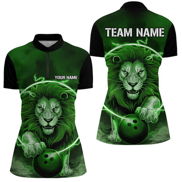Women's Green Lion Bowling Quarter Zip Shirt I6775