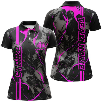 Women's Pink Camo Bowling Polo Shirt I5384