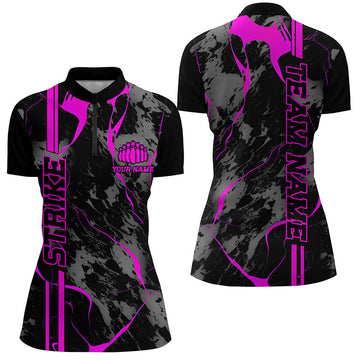 Women's Pink Camo Bowling Quarter Zip Shirt I5384
