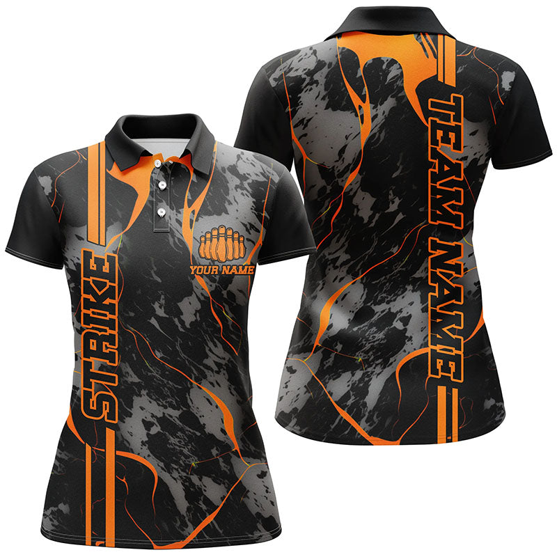 Custom Orange Camo Ladies Bowling Polo I5385