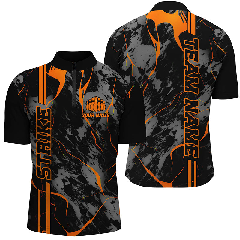 Men's Orange Camo Bowling Quarter Zip Shirt I5385