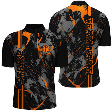 Men's Orange Camo Bowling Quarter Zip Shirt I5385