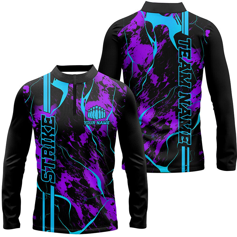 Men's Custom Blue & Purple Camo Bowling Shirts - Team Uniform I5386