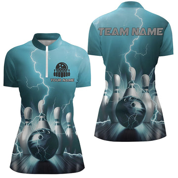 Blue Thunder Women's Quarter Zip Bowling Shirt I5394