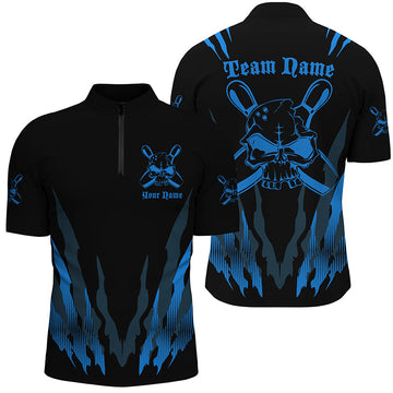 Blue Skull Bowling Team Shirts for Men and Women I4483