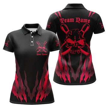 Red Skull Bowling Team Shirts for Women I4484