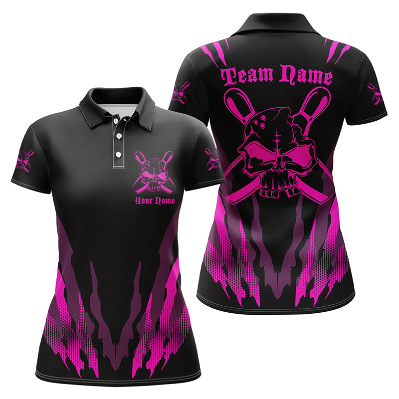 Women's Pink Skull Bowling Team Shirt I4485