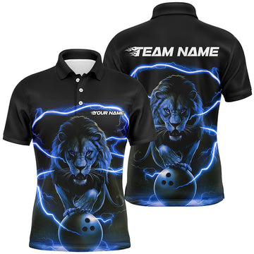 Personalised Blue Lion Bowling Polo Shirt for Men I6785