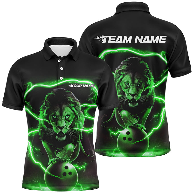 Men's Custom Green Lion Bowling Polo Shirt I6786