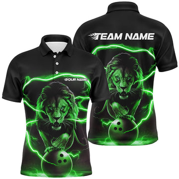 Men's Custom Green Lion Bowling Polo Shirt I6786