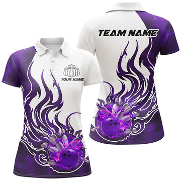 Women's Purple Flame Bowling Team Shirts I7086